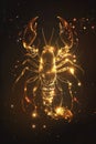 Shining golden scorpio zodiac sign on black background, illustration Royalty Free Stock Photo