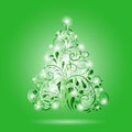 Shining green ornamental Christmas tree