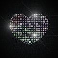 Shining heart of crystals on a black background. Royalty Free Stock Photo