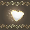 Shining heart on the dark brown decorative background Royalty Free Stock Photo