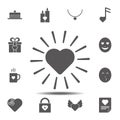 Shining heart rays icon. Simple glyph, flat vector element of valentines day icons set for UI and UX, website or mobile