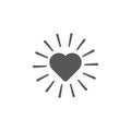 Shining heart rays icon. Simple glyph, flat vector of valentines day, love icons for UI and UX, website or mobile application