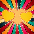 Shining heart on retro colorful Valentines background