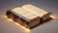 Shining Holy Bible ancient book banner illuminated message Royalty Free Stock Photo