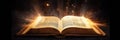Shining Holy Bible Ancient Book banner illuminated Royalty Free Stock Photo