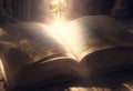 Shining Holy Bible Ancient Book. Generative AI Royalty Free Stock Photo