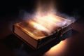 A shining holy bible with a glowing halo created with generative AI technology