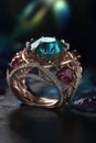 a shining jewelry design spidersilk ring diamonds and gems generative AI