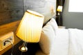 shining lamp in bedroom Royalty Free Stock Photo