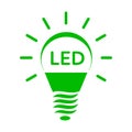 Shining LED bulb light icon, simple style