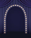 Shining light arch on the blue striped wall background Royalty Free Stock Photo