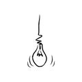 Shining light bulb isolated on white background. Hand drawn vector illustration. Creative concept of idea. Edison lamp lighting Royalty Free Stock Photo