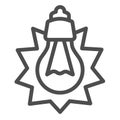 Shining light bulb line icon, electrical service concept. Vector graphics. Shiny lightbulb lamp sign on white background