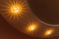 shining light bulbs ceiling design of drywall Royalty Free Stock Photo