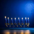 An image of a lit menorah a symbol of Hanukkah representing the Jewish holiday and tradition