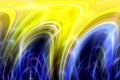 Shining lines background in blue yellow hues, abstract background, fantasy Royalty Free Stock Photo