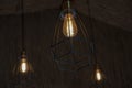 Shining loft lustre. Turn on electricity. Warm light. Decoration