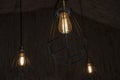 Shining loft lustre. Turn on electricity. Warm light. Decoration Royalty Free Stock Photo