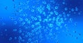 Shining luminescence chaotic oxygen bubbles spheres on blue back Royalty Free Stock Photo