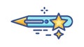 Shining Pencil with Star, Symbolizing Creative Writing Icon, vector design Generative AI Royalty Free Stock Photo