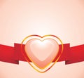 Shining pink heart on the red ribbon Royalty Free Stock Photo