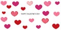 Shining pink and red hearts greeting card. Happy Valentines Day card with Love Valentines hearts