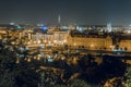 Shining Prague castle and Charles bridge in the night summer time, Czech Republic, Europe, travel tour tourism