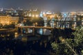 Shining Prague castle and Charles bridge in the night summer time, Czech Republic, Europe, travel tour tourism