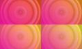 four sets of orange, yellow and pink abstract background with radial gradient and circle stripes. simple, blur, modern and color Royalty Free Stock Photo