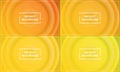 four sets of orange, red and yellow circle radial abstract background. simple, shiny, modern and colorful concept Royalty Free Stock Photo