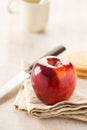 Shining red apple on napkin Royalty Free Stock Photo