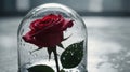 A shining rose under a glass cae as in beauty and the beast. Royalty Free Stock Photo
