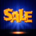 Shining sale on blue curtain