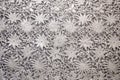 shining silver floral lace, tightly woven pattern