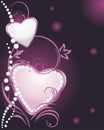 Shining silver and pink hearts with diamonds Royalty Free Stock Photo