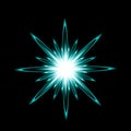 Shining snowflake on the black background. Christmas decoration with shining sparkling light effect. Winter design Royalty Free Stock Photo