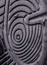 Close up detail of sole of shoe. Pattern of concentric ovals.