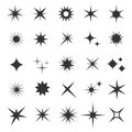 Shining sparkling stars black vector symbols Royalty Free Stock Photo
