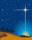 Shining star of Bethlehem and three wise men, vector illustration Royalty Free Stock Photo