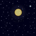 Shining Stars and Moon on dark blue sky Royalty Free Stock Photo