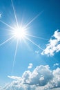 Shining sun at clear sky with copy space Royalty Free Stock Photo