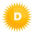 Shining sun vitamin icon, cartoon style