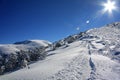Shining sun in winter Rila mountains, Bulgaria Royalty Free Stock Photo