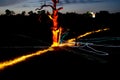 A shining tree and a chapel in the dark Royalty Free Stock Photo