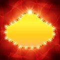 Shining waves background with retro casino light banner