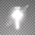 Shining white cross and white halo angel ring and sunlight special lens flare light effect on transparent background Royalty Free Stock Photo