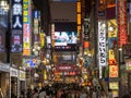 Shinjuku, Japan - 8 9 19: The neon signs of Kabukicho lit up at night in Tokyo Royalty Free Stock Photo