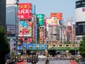 Shinjuku, Japan - 30 8 19: A view into Shinjuku from the West side, taken during the day