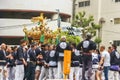 2017 05 28. SHINJUKU TOKYO JAPAN. People are carrying a portable shrine on their shoulders