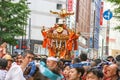 2017 05 28. SHINJUKU TOKYO JAPAN. People are carrying a portable shrine on their shoulders and walking around shinjuku city.